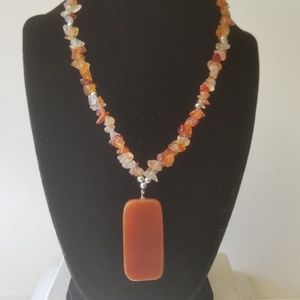 Vintage Boho Stone necklace with stone pendant 17